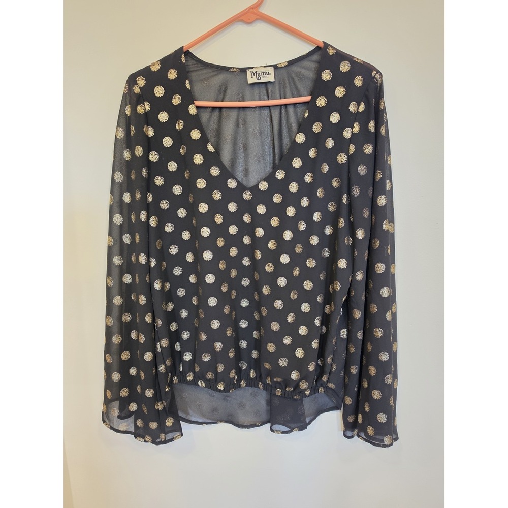 Show Me Your Mumu Mackenzie Top Size SM Polka Dot Sheer Boho Glam Festival Flowy